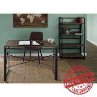 Lumisource OBC-DKTA BK+BN Dakota Industrial Bookcase in Black Metal and Wood 